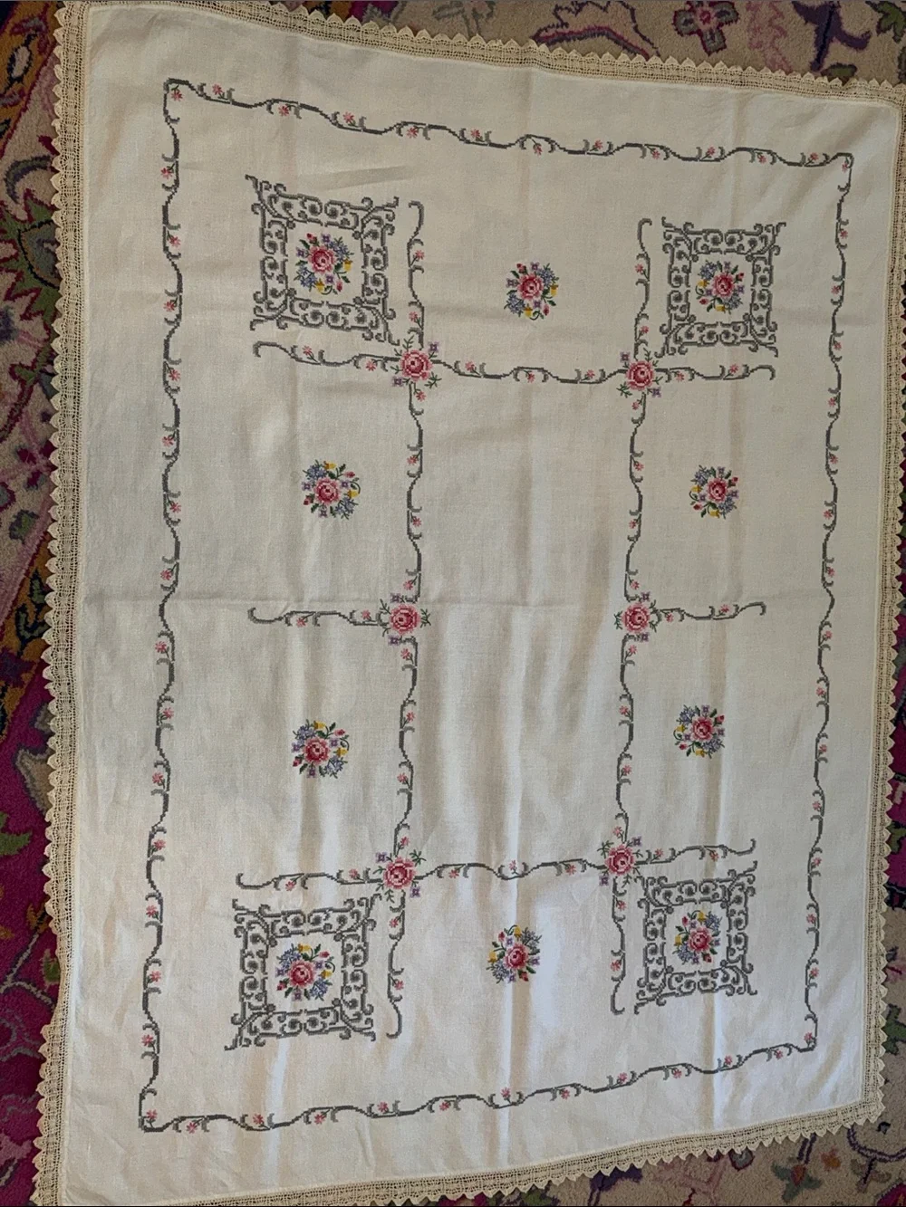 Antique linen tablecloth